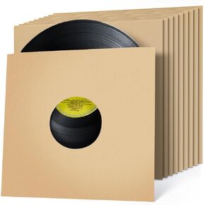 VKheroKV GU-YO Durable Thick Kraft Brown Covers Record LP Jackets Cardboard with Center Hole 10 Pack (10 inch) …