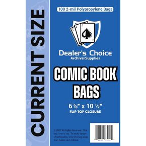 Gemini Premium Comic Book Bags (Current/Silver) | 100ct Silver Size Comic Book Sleeves (7 1/8" x 10 1/2") | 2-mil Polypropylene, Acid-Free, 1-1/2" Fold Over Flap, Enhanced Clarity and Protection