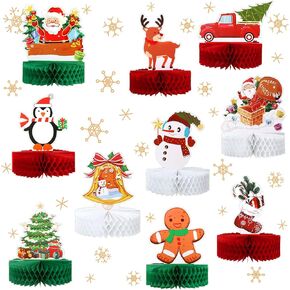 KESOTE Christmas Honeycomb Centerpieces 10 Pack Christmas Table Decoration Table Topper for Holiday Christmas Party Table Office Home Indoor Tabletop Decoration