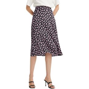 Women's Skirts High Waist Swing A Line Midi Boho Skirts for Women Trendy Summer Flowy Knee Length Skirt