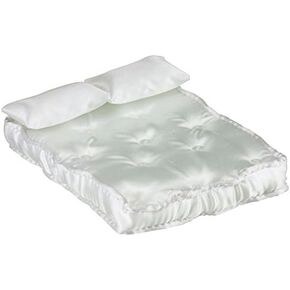 Dollhouse Double Mattress with Pillows, White Fabric