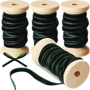 Chuangdi 1/4" X15yd Velvet Ribbon 3 Rolls *5yd Velvet Ribbon for Christmas Tree Fabric Ribbon Christmas Wreath Decoration Velvet Ribbon with Spool for Christmas Tree Decoration Gift Wrap(Khaki)