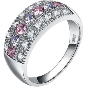 LTCXCXCD 925 Silver Ring Colored Stone Imitation Diamond Ring Round Cut 14K Silver Plated Ice Crystal Wedding Engagement Ring (8)