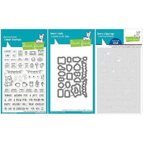 Lawn Fawn Treat Cart Add-on: Coffee - Stamps, Dies, Coloring Stencils & Pocket