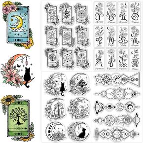 CHGCRAFT Silicone Clear Stamps Horoscope Tarot Silicone Stamp for DIY Scrapbooking Photo Album Decorative Cards Making Stamps for Holiday Card Making Album Crafts