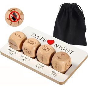 Date Night Dice, Funny Date Night Idea Dice for Couples, Portable Wooden Dice Kit for Wife Husband Girlfriend Boyfriend Couples Games Valentine's Day Wedding Anniversaries Birthdays Gifts (Round)
