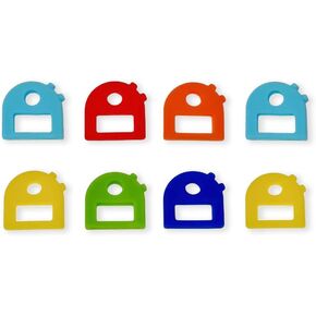 Key Caps Tags - Stretchy All-in-One Key Cover & Tags - ONE Size FITS Most Keys - 8 Pack Multicolor - Includes Blank Labels and Printed Labels - Key Covers