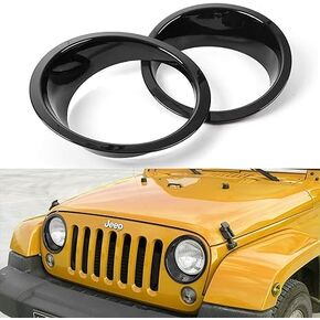 Headlight Cover Trim Headlight Bezels for Jeep Wrangler JK & Wrangler Unlimited JKU 2007-2018 (Black)