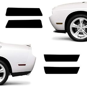 NDRUSH Blackout Side Marker Lights Vinyl Tint Film Precut Overlay Front Rear Sidemarker Wrap Cover Compatible with 2008-2014 Dodge Challenger