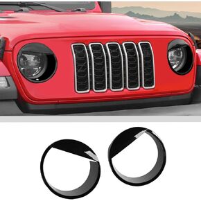 JWWY for Jeep Headlight Bezels Headlamp Garnish Ring Surround Cover Trim for 2024 Jeep Wrangler JL JLU & Gladiator JT 4XE Exterior Accessories 2pcs Orange