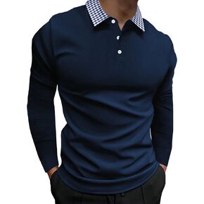 Men's Work Shirt Tops Plaid Collared Neck Long Sleeve Tops Casual Button Down Tee Tops
