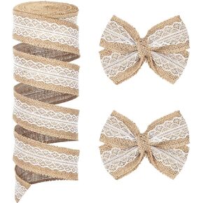 VGOODALL Jute Burlap Ribbon Roll, 11 Yards Brown Rustic Burlap Ribbon Natural Jute Lace Ribbon for Crafts Gift Wrapping Wreath Home Decoration