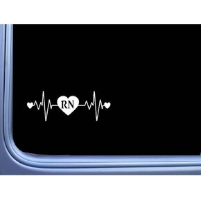 RN Lifeline Sticker M183 8" Vinyl Sticker Registered Nurse Decal Stethoscope