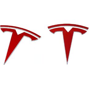 Logo Decal Wrap for Tesla Model Y, 4-pc Set (Gloss Red)