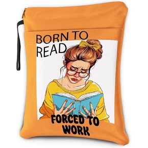 Book Lover Gift, Book Sleeve with Zipper, Book Cover, Born to Read Forced to Work.