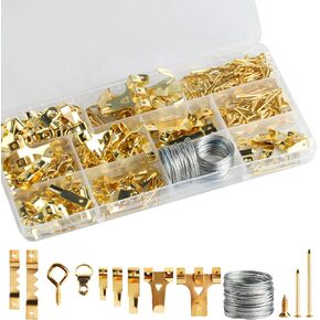 352Pcs Picture Hanging Kit, Picture Hangers Assortment Set with Heavy Duty Wall Hooks, Picture Hooks, Sawtooth, Hardware Nails, Picture Hanging Wire Kit for Picture Canvas Mirror Mounting