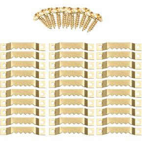 Sawtooth Hangers Picture Frame Hanging 40mm Hanger Double Hole with #4 Screws Golden (100 PACK)