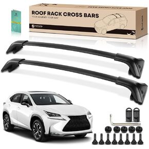 YHTAUTO 165 LBS Roof Rack Cross Bars w/Hardware Fit for Lexus NX200t 2015-2017, NX300h 2019/2021, T6063 Aluminum CrossBars Anti-Rust with Black Matte Surface for Skiboard Kayak Snowboard Bike Rooftop