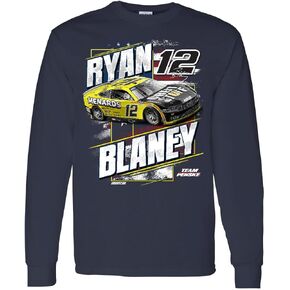 Ryan Blaney 2024 Long Sleeve Patriotic #12 Car T-Shirt Blue