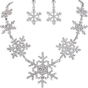 EVER FAITH Silver-Tone Snowflake Austrian Crystal Bridal Necklace Earrings Set