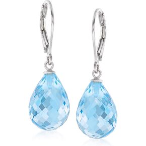 Ross-Simons 15.00 ct. t.w. Blue Topaz Drop Earrings in Sterling Silver