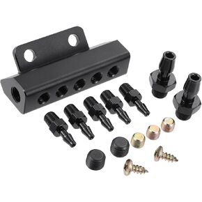 ACROPIX Universal Vacuum Manifold Kit 1/8" Ports 1/2" Interfaces Block Intake Manifold for Car Fuel Gas Wastegate Turbo Boost Car Parts