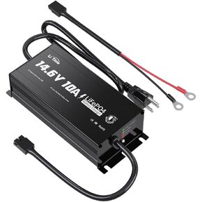 LiTime IP65 Waterproof 14.6V 10A LiFePO4 Onboard Charger, Fast Charging, 4 Safety Protections, Better Charging Performance, Extend Lithium Batteries Life, with LED Indicator, Outdoor & Marine Use