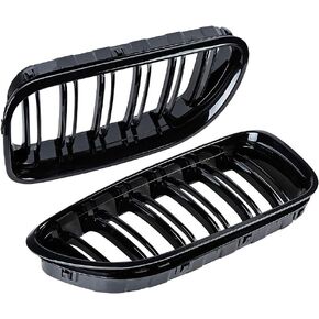 Astra Depot Gloss Black Dual Slats Front Kidney Grille Compatible For BMW M6 F06 F12 F13 640i 650i Coupe 2012-2018