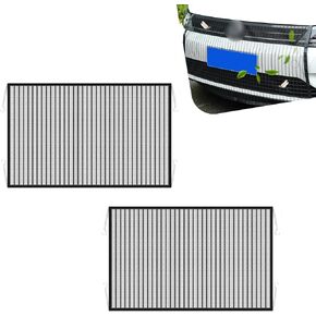 2 PCS Car Grille Engine Net with Straps, 41.33In x 31.49In Vehicle Front Grill Air Intake Dustproof Net, Hooks Design, Universal Durable Automotive Protection Net Accessories (Black)