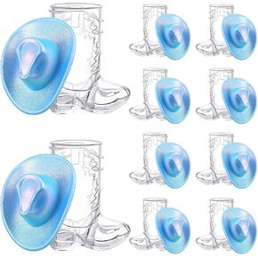 20 Pcs Mini Neon Cowgirl Hat Western Cowboy Cowgirl Hat Boot Shot Glass Disco Party Supplies