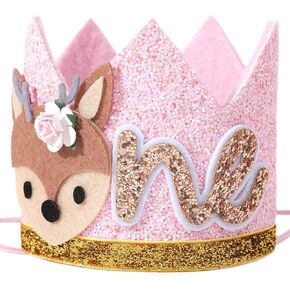 Winter Onederland Deer 1st Birthday Hat - Christmas Reindeer Birthday Crown, Miss OneDeerful First Birthday Decor