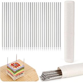 Katech Stainless Steel Pins for Crochet Blocking Board, 30pcs 5.91'' Extra Long Stainless Steel Rod Pins, Board Pins Kit for Blocking Mats Granny Squares, Knitting & Crochet Supplies Blocking Pins Kit