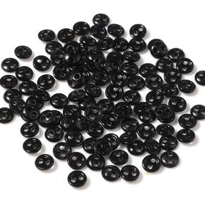 50Pcs Black Mini Buttons for DIY Doll Clothes, Round Mini Tiny Buttons, Doll Clothes Scrapbooking Decor Sewing Supplies Easy Installation Small in Size and Light in Weight,Fasteners(5mm)