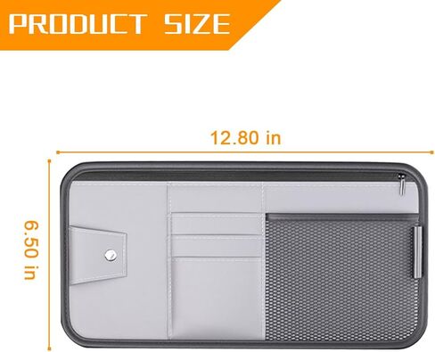 Mandark Car Sun Visor Organizer, PU Leather Vehicle Storage Pouch Holder with Multi-Pocket Zipper, Auto Interior Accessories for Sunglass Pen Document, Universal for SUV, Sedan, Truck (Gray) in Kuwait