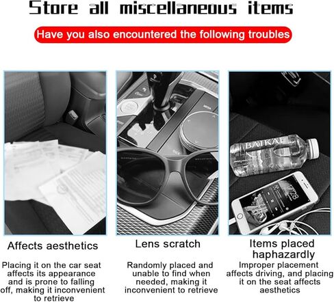 Mandark Car Sun Visor Organizer, PU Leather Vehicle Storage Pouch Holder with Multi-Pocket Zipper, Auto Interior Accessories for Sunglass Pen Document, Universal for SUV, Sedan, Truck (Gray) in Kuwait