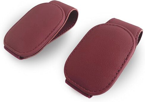 Sunglass Holder for Car, Magnetic Leather Sunglasses Holder and Ticket Card Clip, Car Sunglass Holder Accessories Universal-2 Pcs (Wine Red) in Saudi Arabia