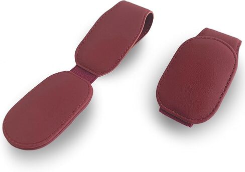 Sunglass Holder for Car, Magnetic Leather Sunglasses Holder and Ticket Card Clip, Car Sunglass Holder Accessories Universal-2 Pcs (Wine Red) in Saudi Arabia