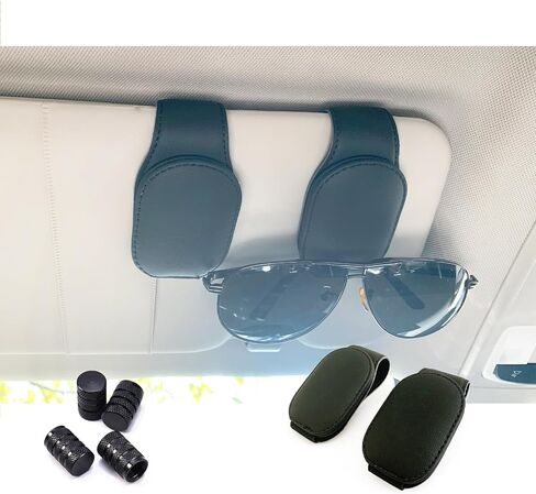 Sunglass Holder for Car, Magnetic Leather Sunglasses Holder and Ticket Card Clip, Car Sunglass Holder Accessories Universal-2 Pcs (Wine Red) in Saudi Arabia