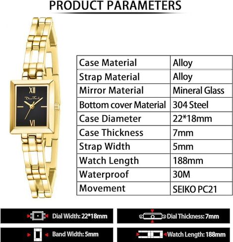 Diaofendi Small Gold Watches for Women Vintage Ladies Quartz Wrist Watches Stainless Steel Band Womens Gold Watch Luxury Bracelet Tools Included in Saudi Arabia