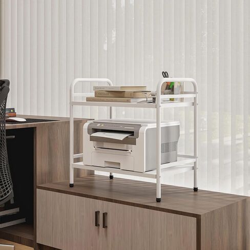 HDANI Under Desk Printer Stand, Microwave Storage Rack, 2 Shelf Metal Rolling Cart with Wheels, Office Utility Storage Cart and Stand(Black)… in Kuwait