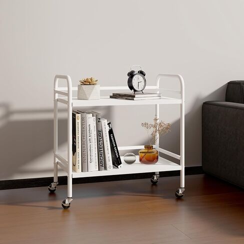 HDANI Under Desk Printer Stand, Microwave Storage Rack, 2 Shelf Metal Rolling Cart with Wheels, Office Utility Storage Cart and Stand(Black)… in Kuwait