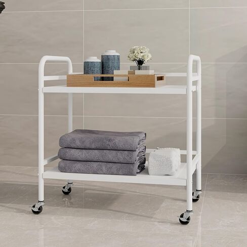 HDANI Under Desk Printer Stand, Microwave Storage Rack, 2 Shelf Metal Rolling Cart with Wheels, Office Utility Storage Cart and Stand(Black)… in Kuwait