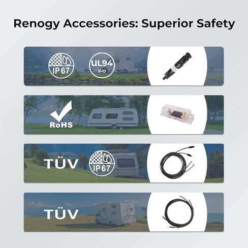 Renogy 400 Watt 12 Volt Premium 4 Pcs 100W Panel+40A MPPT Charge Controller+ Bluetooth Module Fuse+ Mounting Z Brackets+Adaptor Kit +Tray Cables Set, 400W, Grid 12V Solar Power System in Kuwait