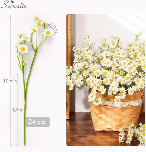 Serwalin Artificial Daisy Flowers Small Daisy Flowers Bouquet 12Pcs, Arrangements for Wedding, Vase Centerpiece Table Decorations, DIY Home Party(not Include vase) in Saudi Arabia