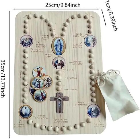 Wooden Rosary Board Pray Board，Mysteries Prayer Card，Wooden Rosary Board ， for Family Prayer with 54 Rosary Beads and Colorful Card Inspired Round Puzzle Rosary(Color a) in Saudi Arabia