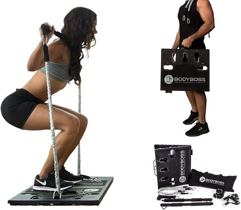 Home Gym 2.0 - حزمة تمارين رياضية منزلية محمولة كاملة + مجموعة واحدة من أشرطة المقاومة - شريط مقاومة قابل للطي، مقابض - تدريبات لكامل الجسم للمنزل أو السفر أو الخارج - أرجواني in Kuwait