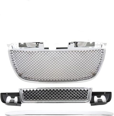 JX Racing*Accessories*Performance Compatible with 2007 2008 2009 2010 2011 2012 2013 GMC Yukon/Yukon XL 1500 Front Upper and Lower Grille and Hood Molding Trim Set black 3PCS in Saudi Arabia