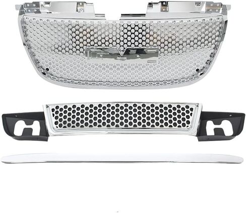 JX Racing*Accessories*Performance Compatible with 2007 2008 2009 2010 2011 2012 2013 GMC Yukon/Yukon XL 1500 Front Upper and Lower Grille and Hood Molding Trim Set black 3PCS in Kuwait