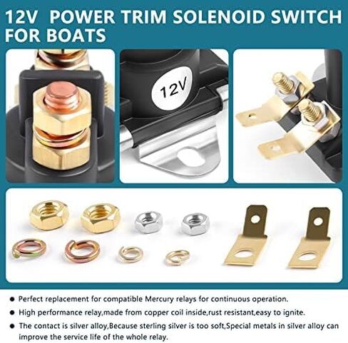 2Pcs Starter Solenoid 12V Power Trim Solenoid Switch for MerCruiser Stern Drives Mercury Mariner Outboard Motors 35-275 HP 89-818864T 89-96158 89-96158T 89-846070 89-94318 89818864T 89846070 in Kuwait