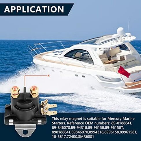 2Pcs Starter Solenoid 12V Power Trim Solenoid Switch for MerCruiser Stern Drives Mercury Mariner Outboard Motors 35-275 HP 89-818864T 89-96158 89-96158T 89-846070 89-94318 89818864T 89846070 in Kuwait